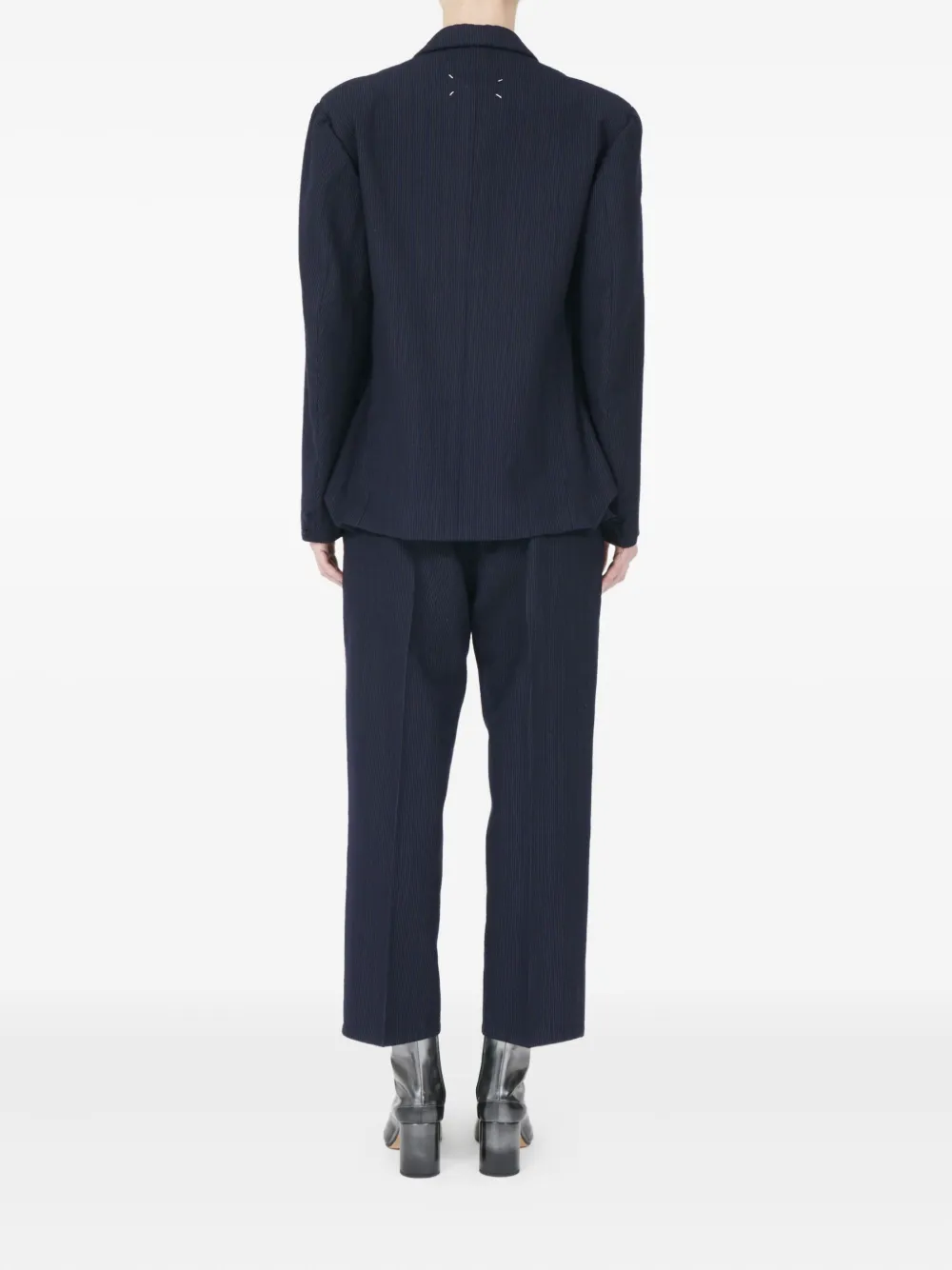 Maison Margiela Striped-pattern Double-breasted Blazer In Blue