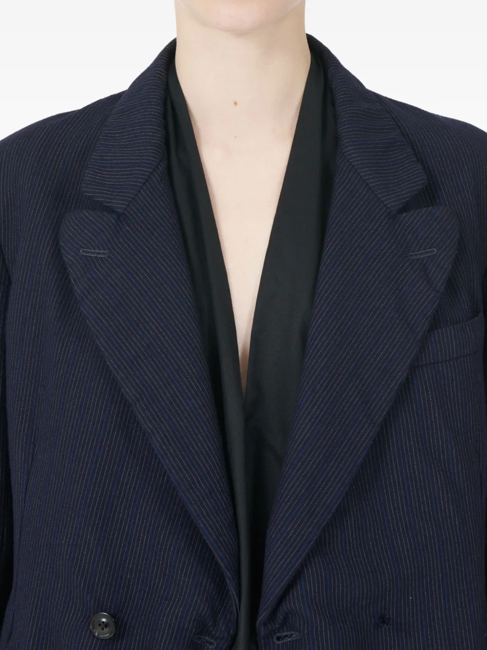 Maison Margiela Striped-pattern Double-breasted Blazer In Blue