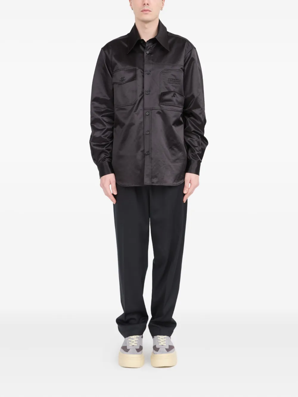 MM6 Maison Margiela Satijnen overhemd met knopen - Zwart
