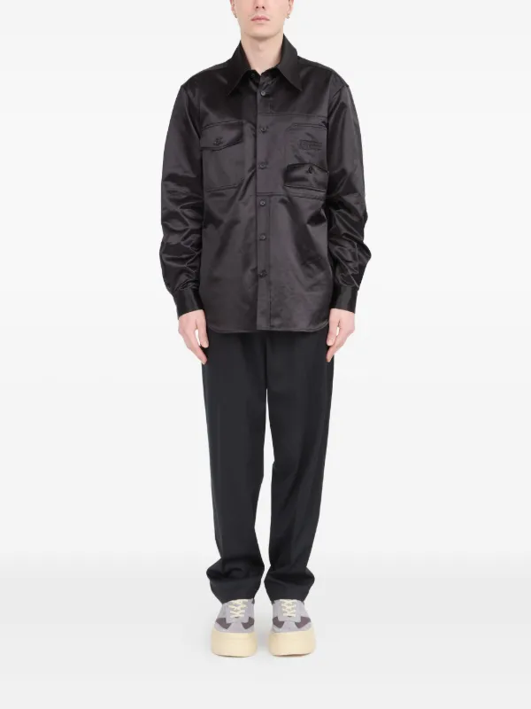 MM6 Maison Margiela サテンシャツ | ブラック | FARFETCH JP