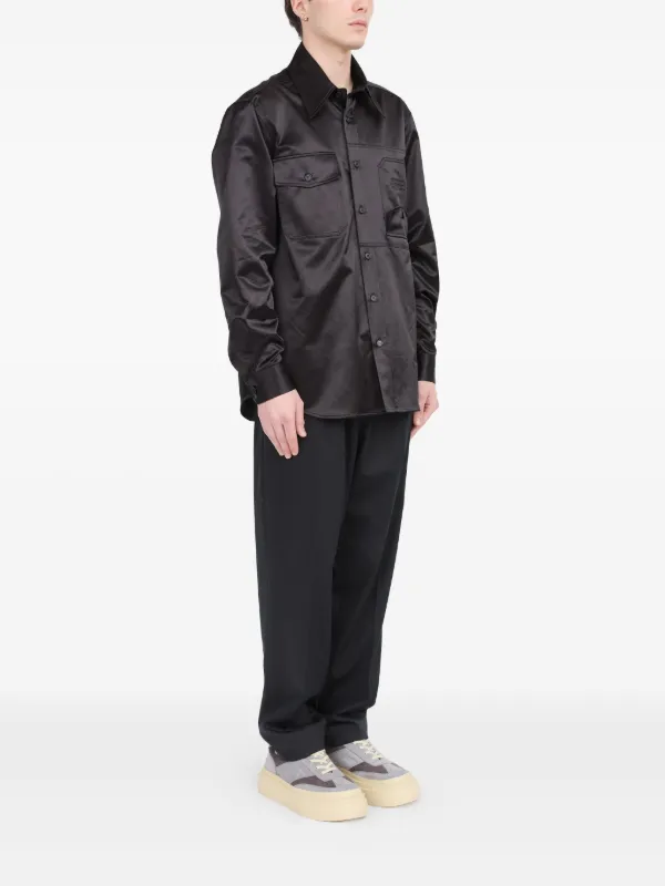MM6 Maison Margiela サテンシャツ | ブラック | FARFETCH JP
