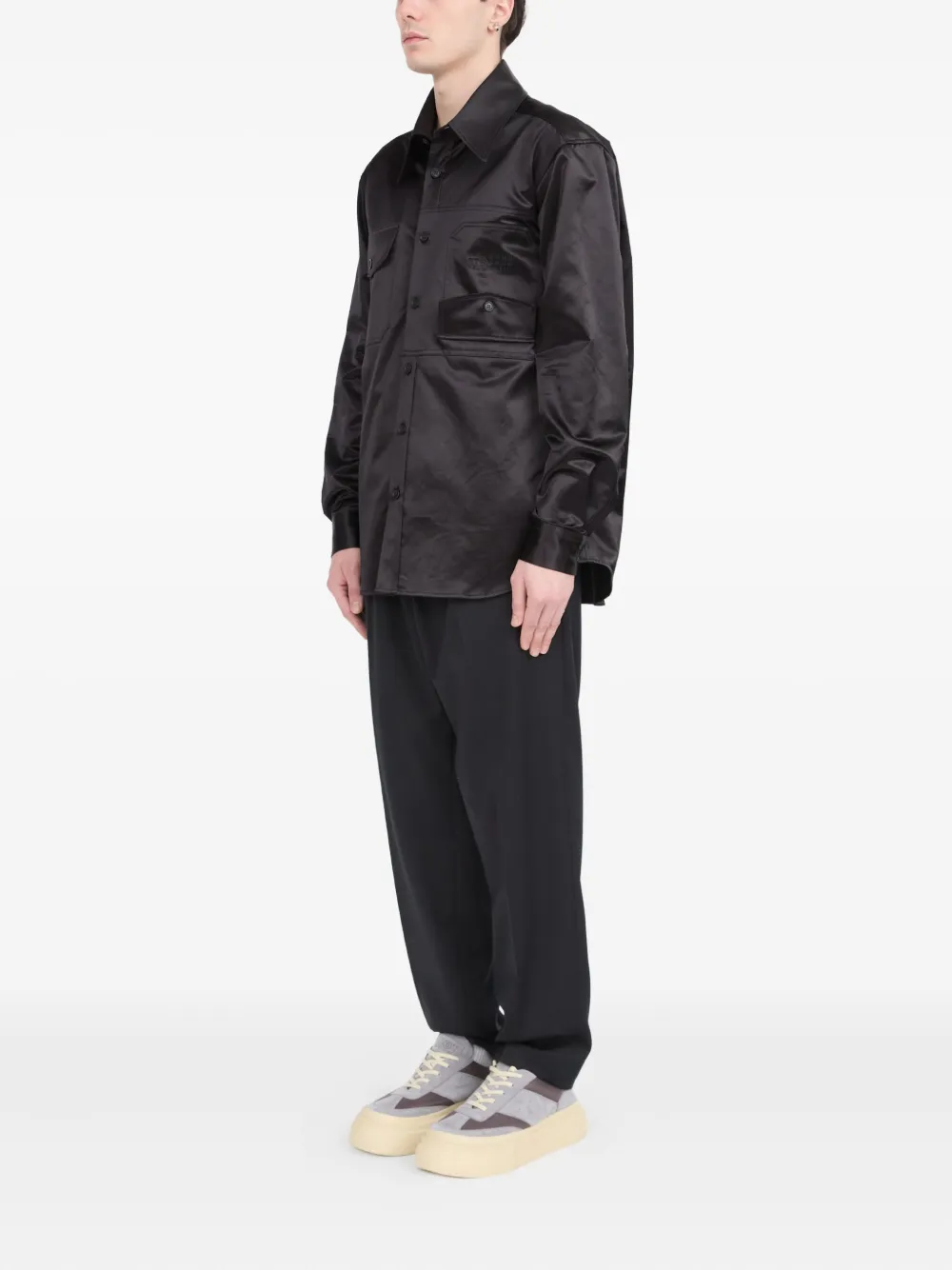 MM6 Maison Margiela Satijnen overhemd met knopen Zwart