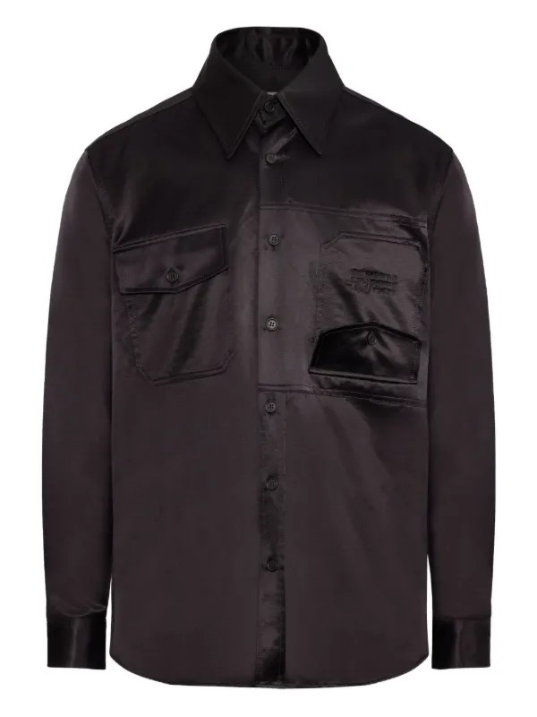 K*。様 Maison Margielサテンブラウス MM6 Maison Margiela サテンシャツ | ブラック | FARFETCH JP