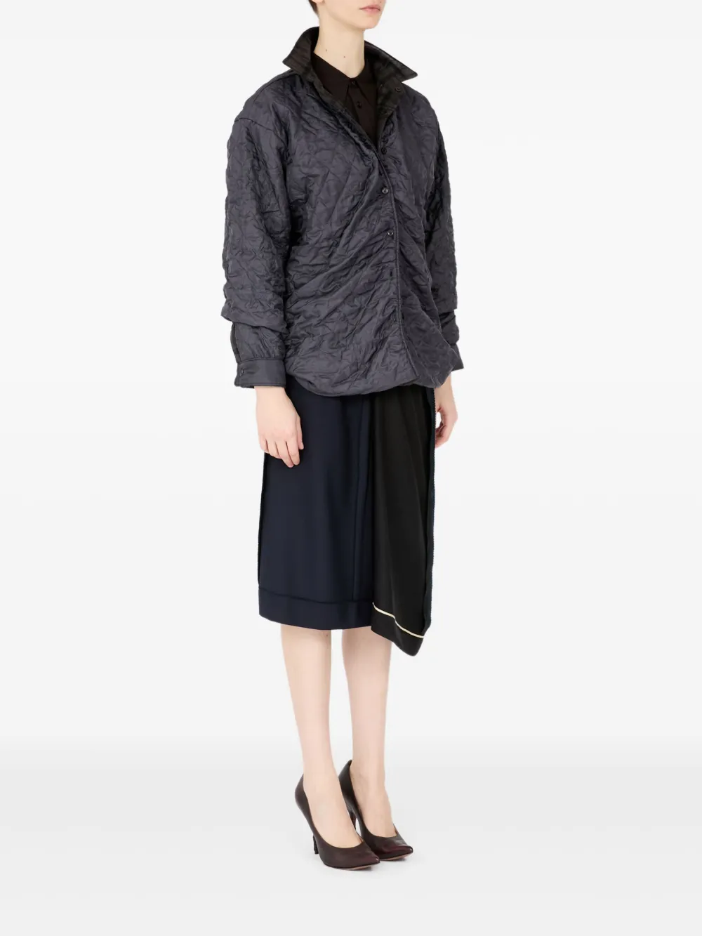 Maison Margiela Quilted Long Sleeve Shirt Collared Neck In Blue