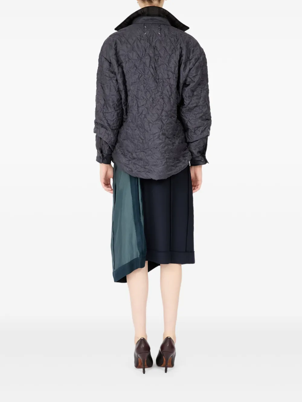 Maison Margiela Quilted Long Sleeve Shirt Collared Neck In Blue