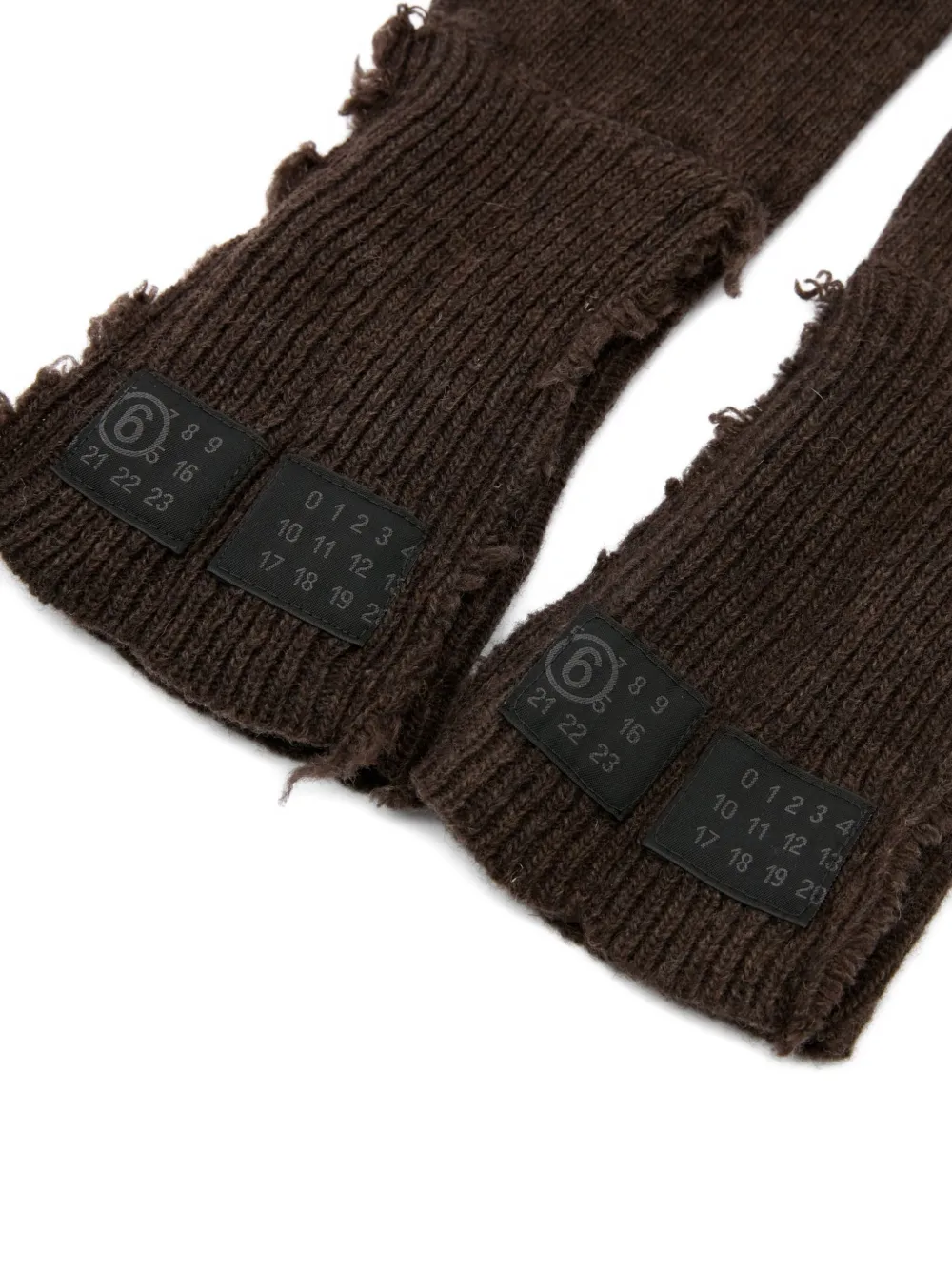 MM6 Maison Margiela Ribgebreide handschoenen - Bruin