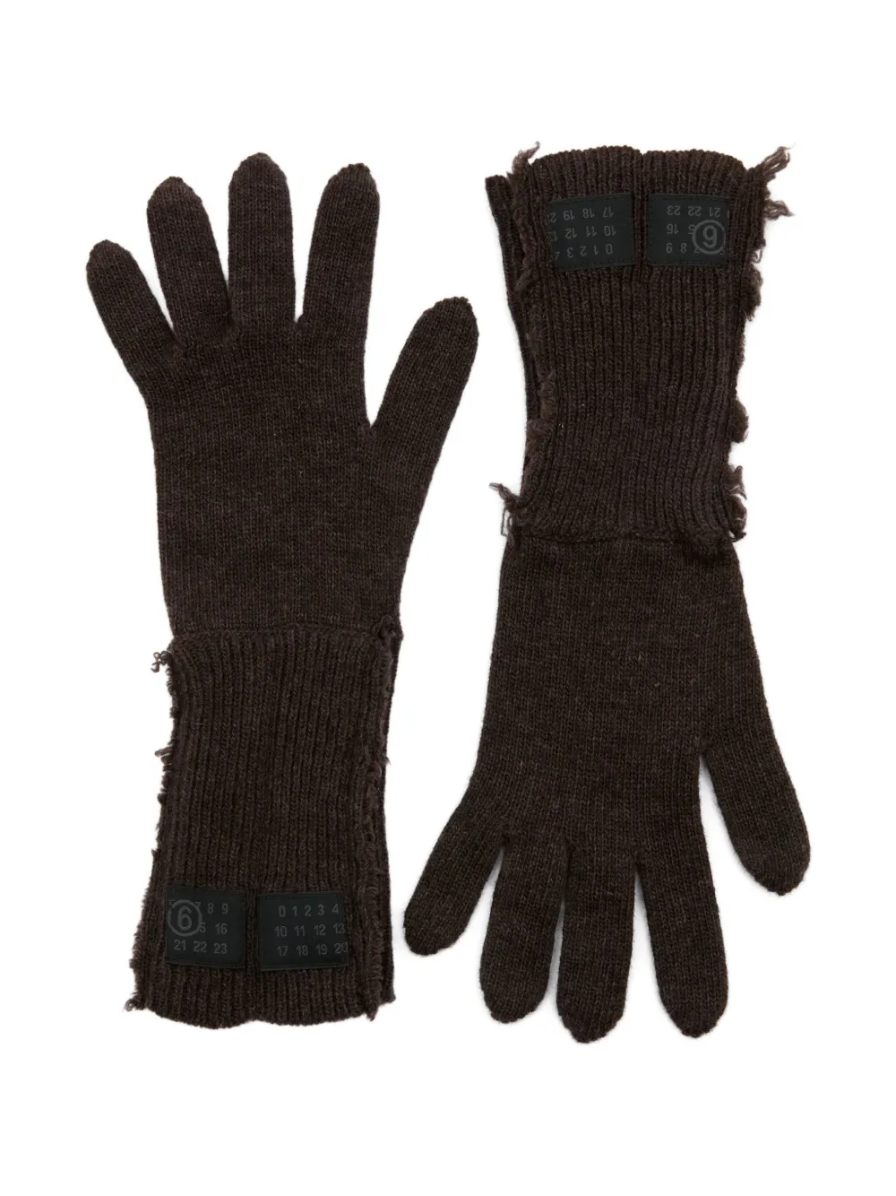 MM6 Maison Margiela ribbed-knit gloves | Brown | Image 1
