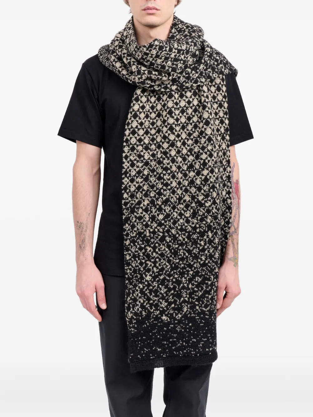 MM6 Maison Margiela Gebreide sjaal met patroon Zwart