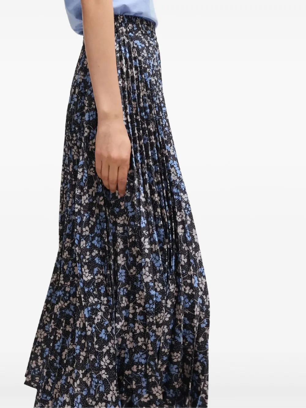 BOSS floral-print midi skirt Blauw