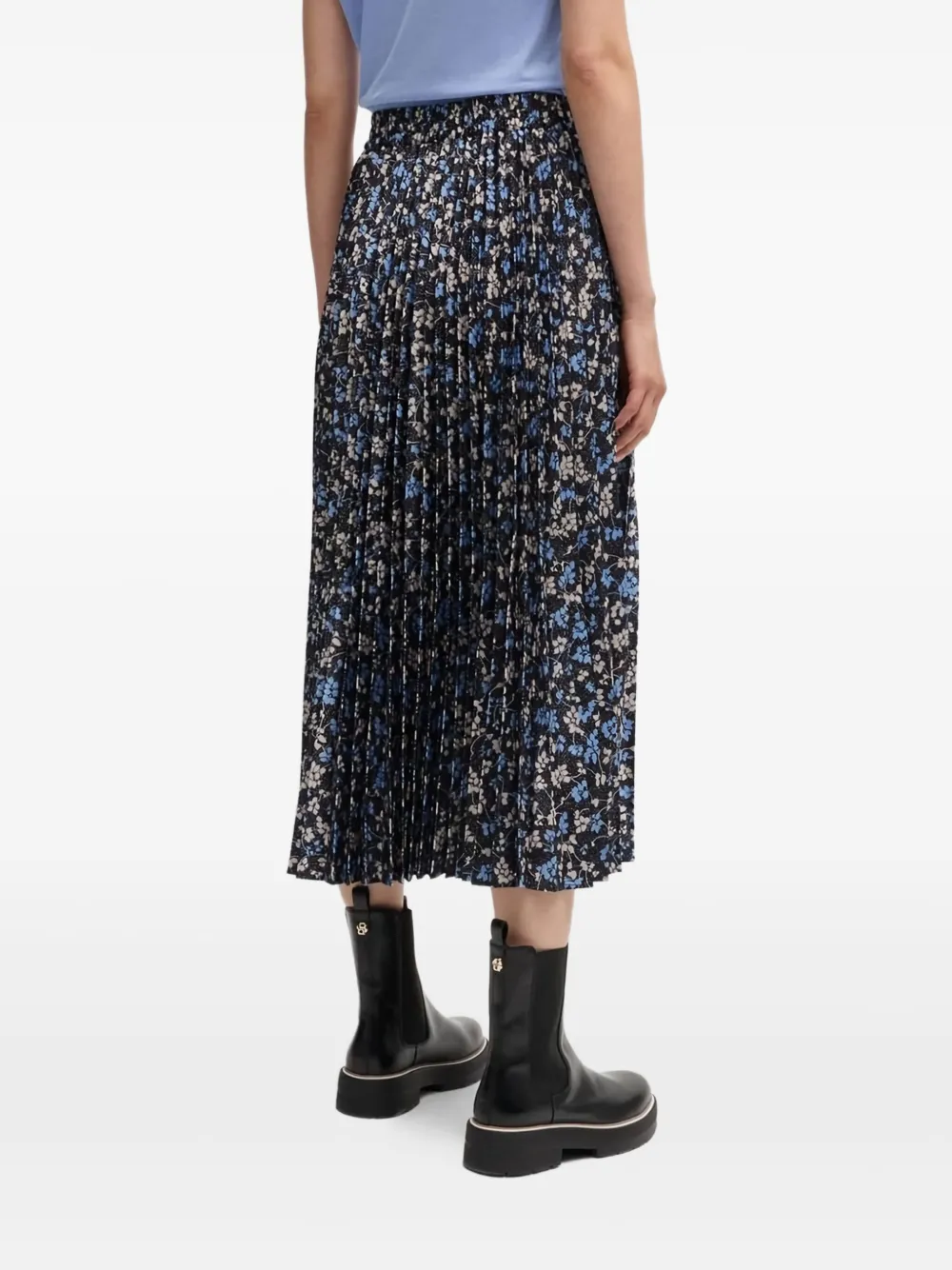 BOSS floral-print midi skirt Blauw