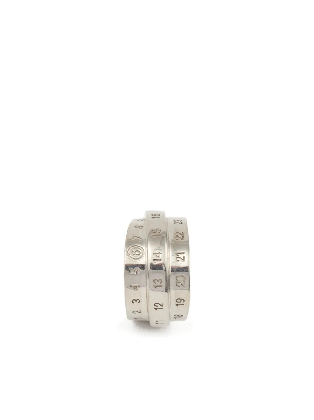 MM6 Maison Margiela Triple Logo Numeric Signature ring | Silver | Image 1