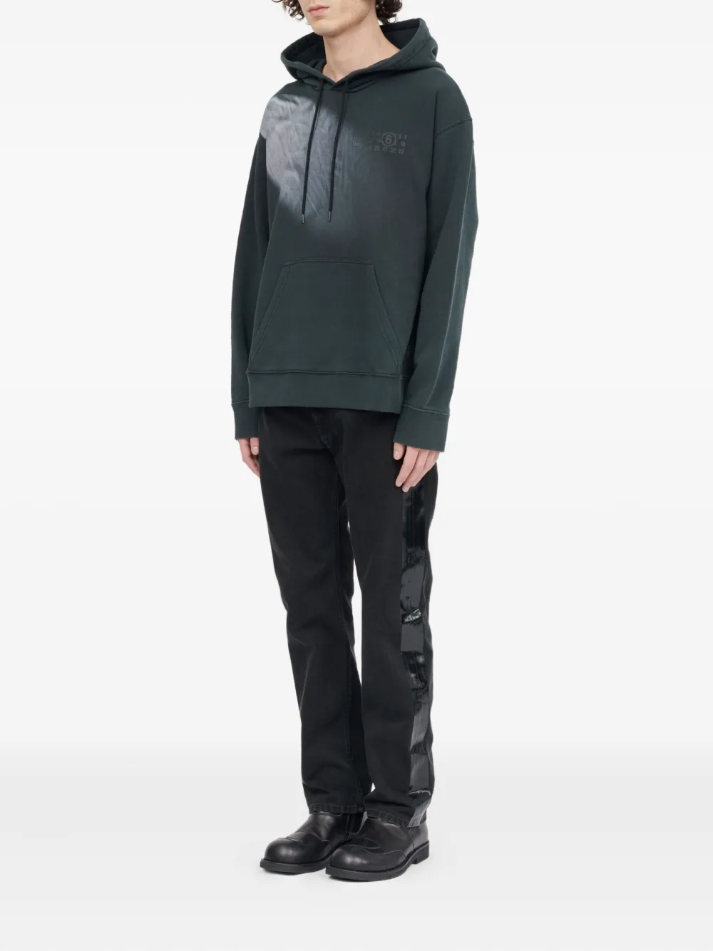 MM6 Maison Margiela Hoodie met geborduurd logo en vervaagd effect Grijs