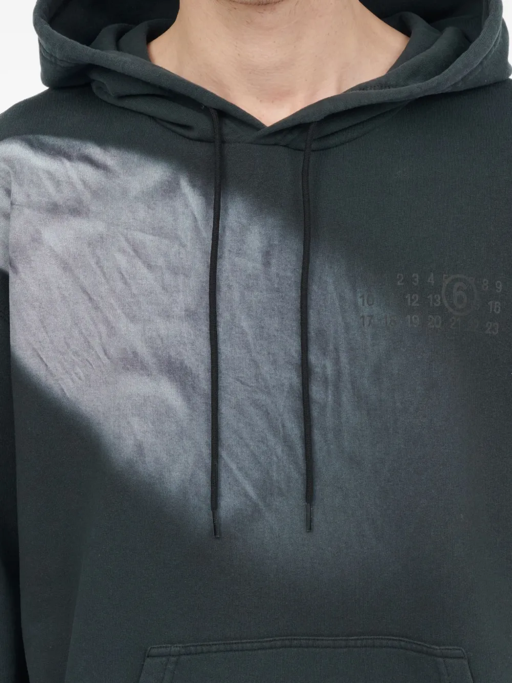 MM6 Maison Margiela Faded logo-embroidered Hoodie | Black | FARFETCH