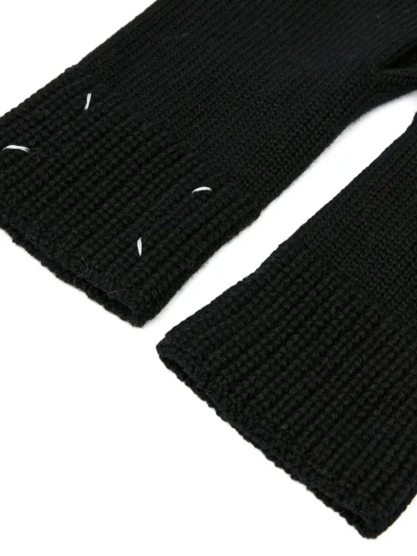 Maison Margiela Four Stitches Wool Gloves | Black | FARFETCH