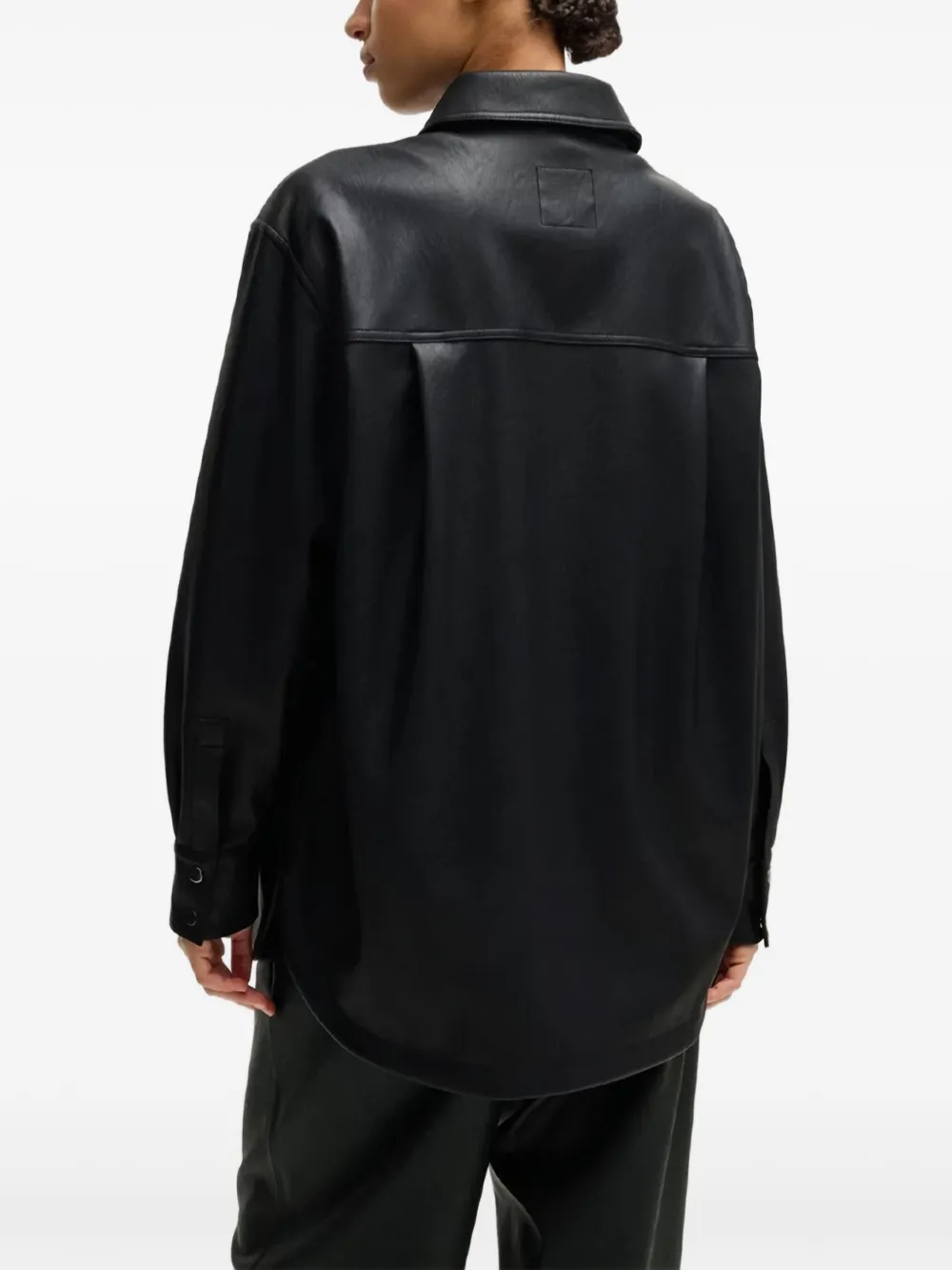 BOSS Blouse van imitatieleer Zwart