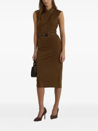 ralph lauren brown dress Lauren Women's Tie Neck Satin - - Size 4 grazing length this sleeveless style is detailed with crisp pleats for an elegant finish. Lauren Ralph Lauren Women's Ruffle-Trim