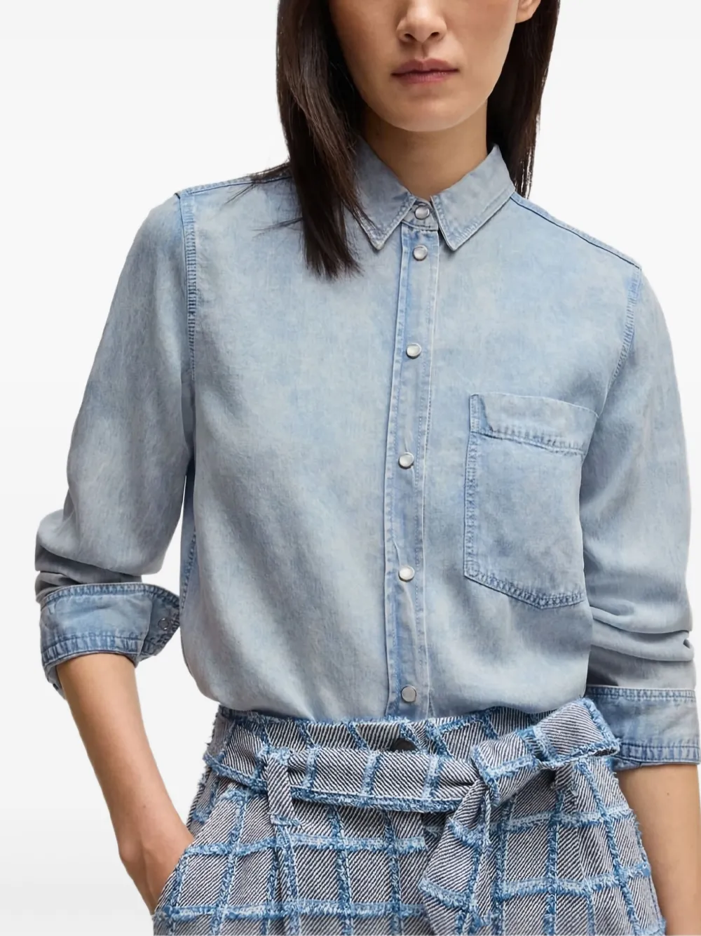 BOSS Blouse met borstzak Blauw