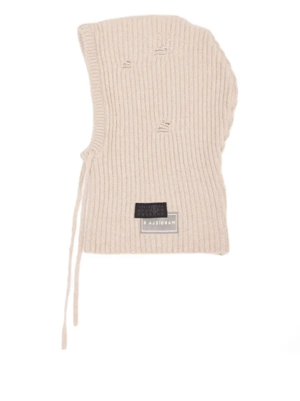MM6 Maison Margiela Ribbed-knit Balaclava in Neutrals