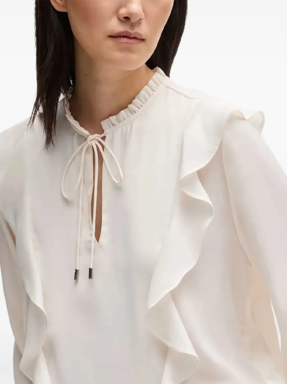 BOSS Shirt met ruches Beige