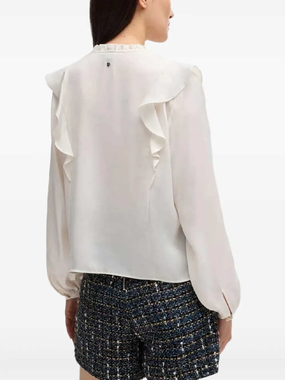 BOSS Shirt met ruches Beige