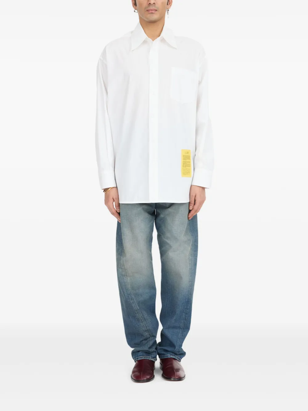 MM6 Maison Margiela numbers motif-patch shirt - Wit