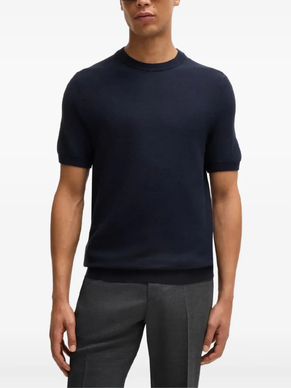 BOSS short-sleeved sweater - Blauw