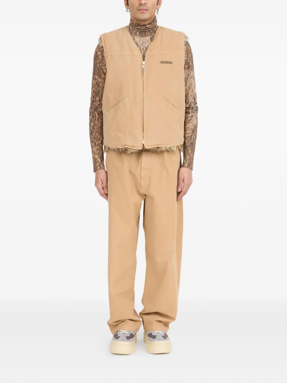 MM6 Maison Margiela faux fur-trimmed sleeveless vest | Waistcoats & Gilets | Image 2