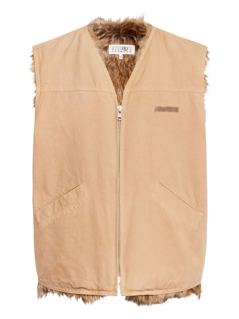 MM6 Maison Margiela faux fur-trimmed sleeveless vest | Neutrals | Image 1