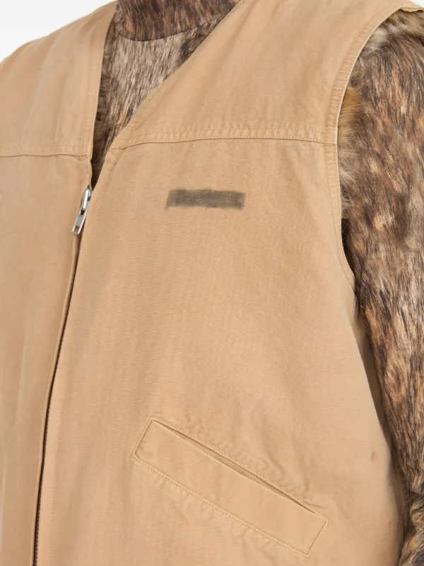 MM6 Maison Margiela Faux fur-trimmed Sleeveless Vest | Neutrals