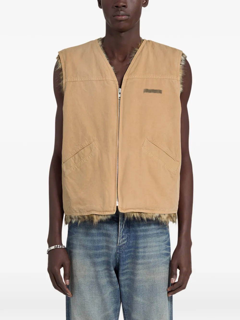 MM6 Maison Margiela Gilet con finiture in pelliccia sintetica - Toni neutri