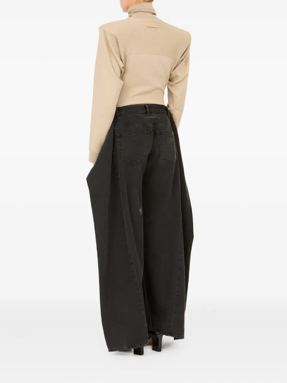 Mm6 Maison Margiela Five-pocket Draped Jeans In Black