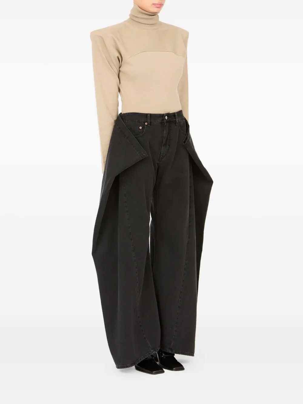 Mm6 Maison Margiela Five-pocket Draped Jeans In Black