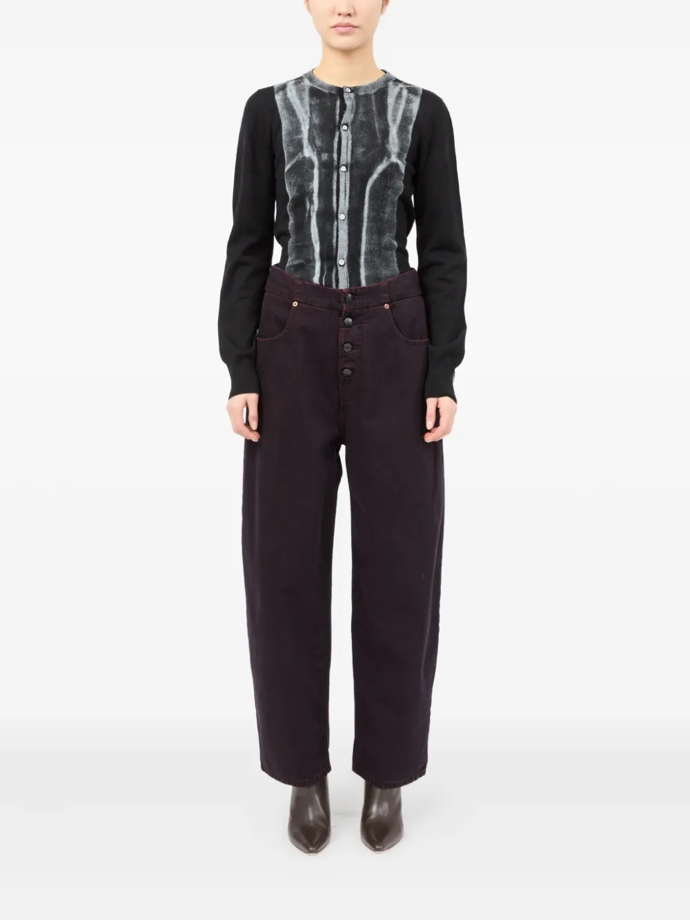 MM6 Maison Margiela High waist jeans met knoopsluiting - Paars