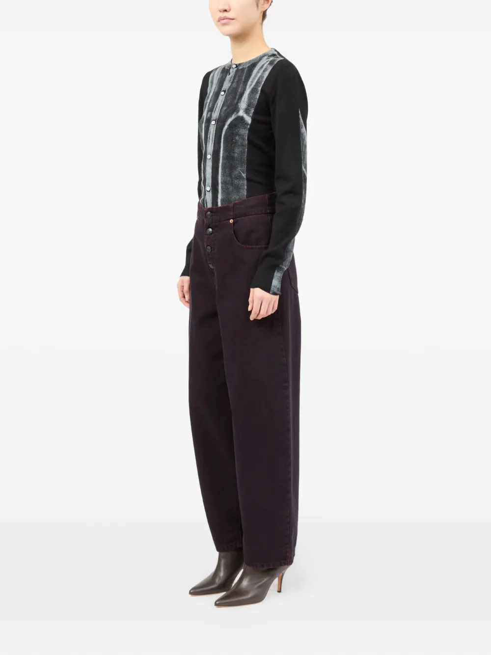 MM6 Maison Margiela High waist jeans met knoopsluiting Paars