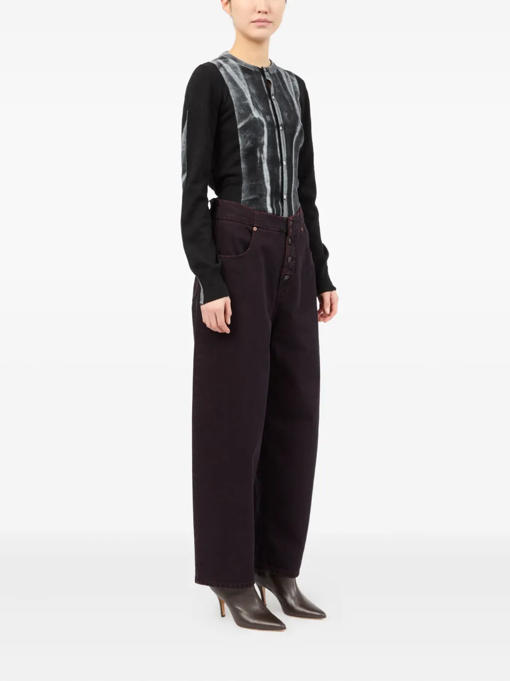 MM6 Maison Margiela High waist jeans met knoopsluiting Paars