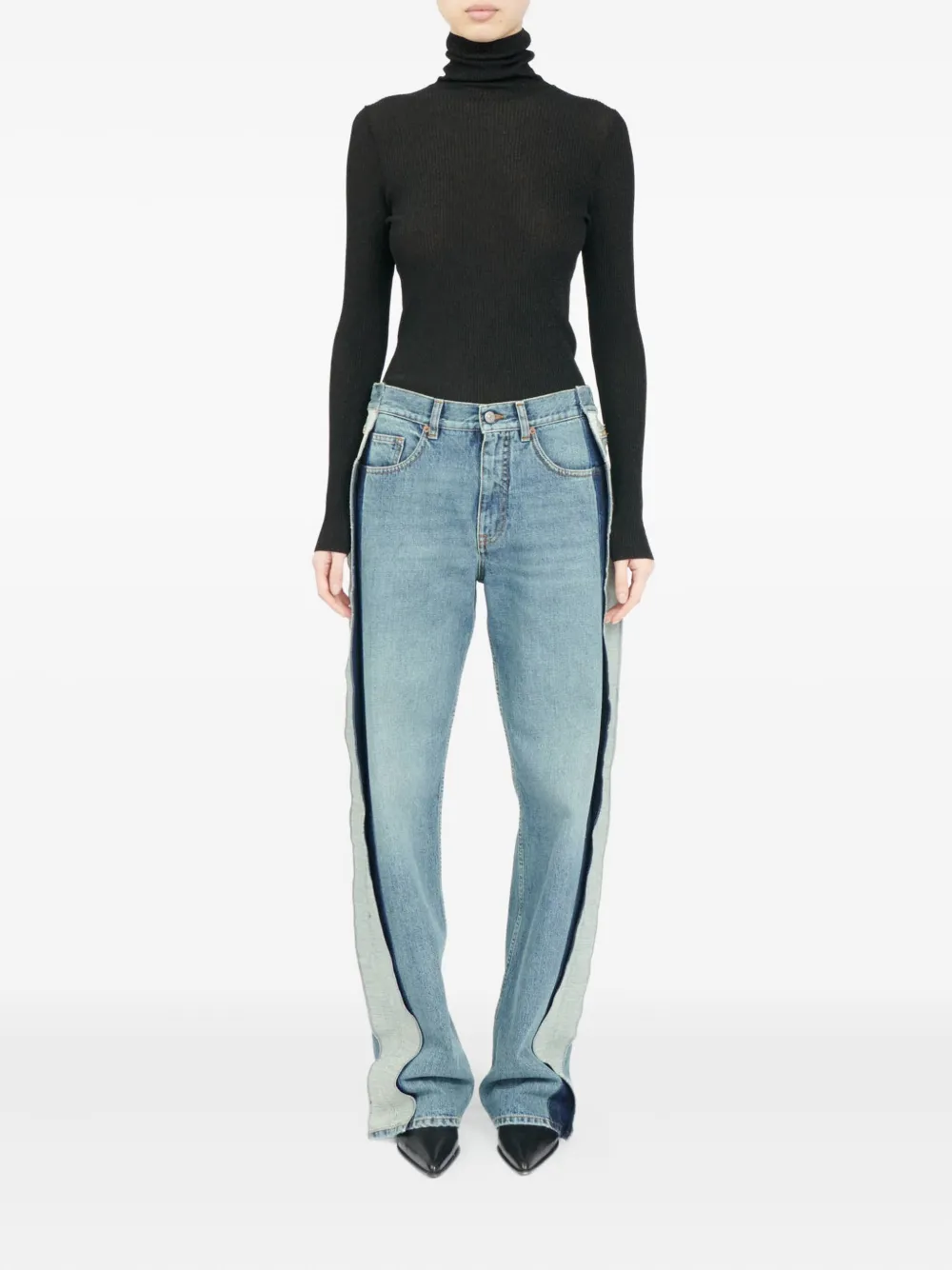 MM6 Maison Margiela Jeans met vijf zakken en vlakken - Blauw