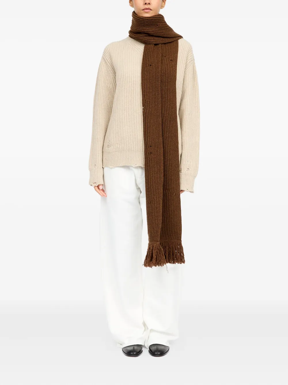 MM6 Maison Margiela Sjaal met logopatch Bruin