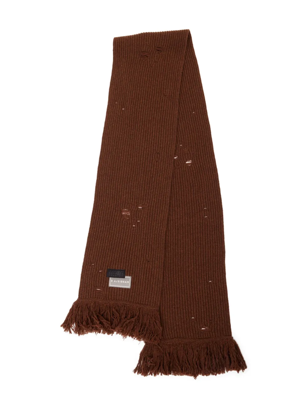 MM6 Maison Margiela logo-patch knitted scarf - Marrone