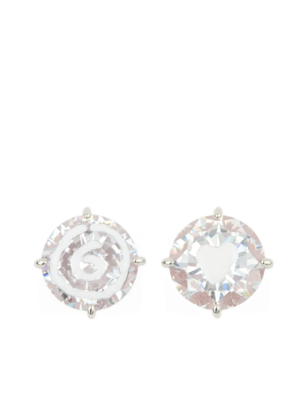 swirl heart-patterned stud earrings