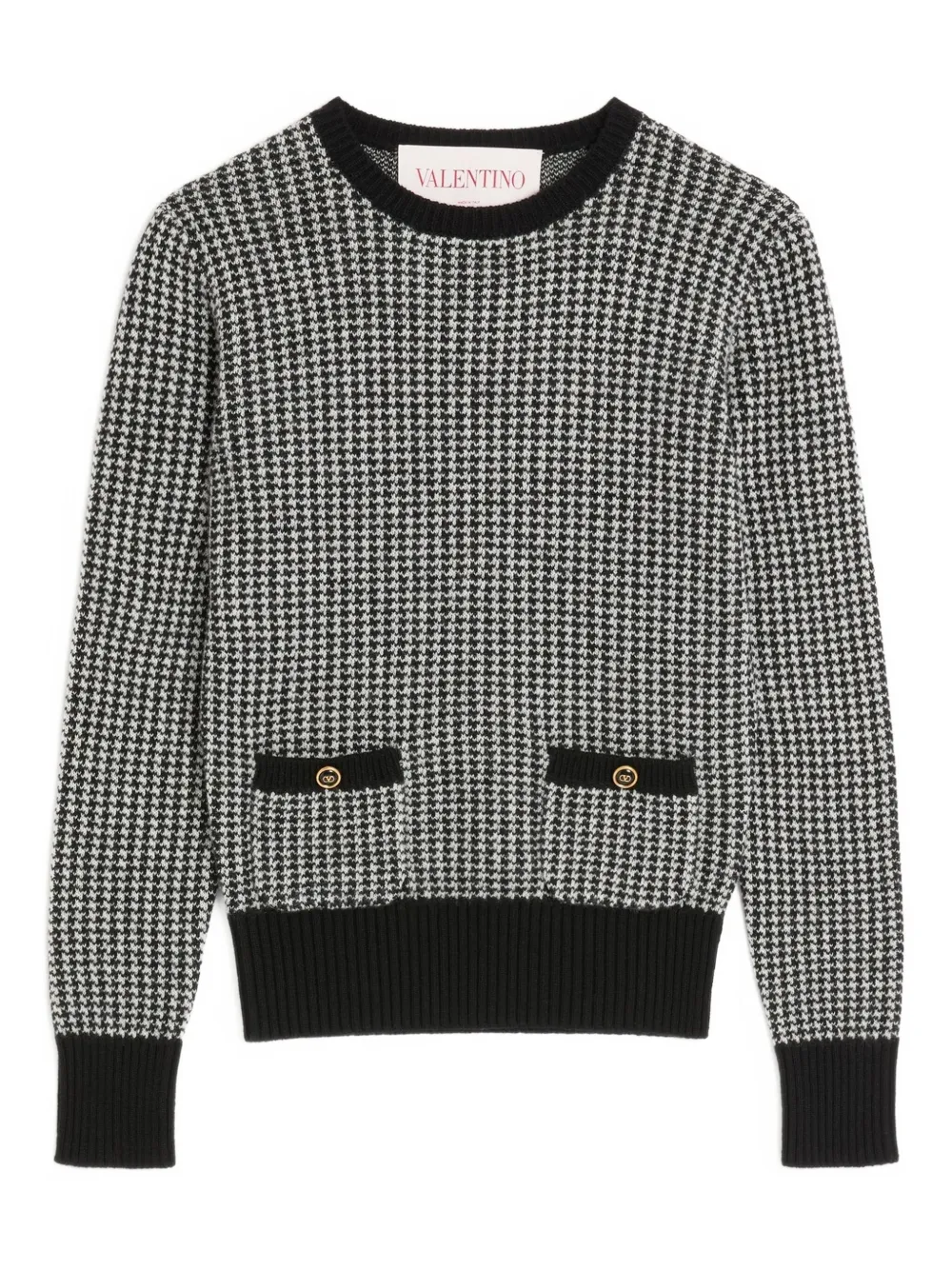 Valentino Garavani houndstooth-pattern sweater Zwart