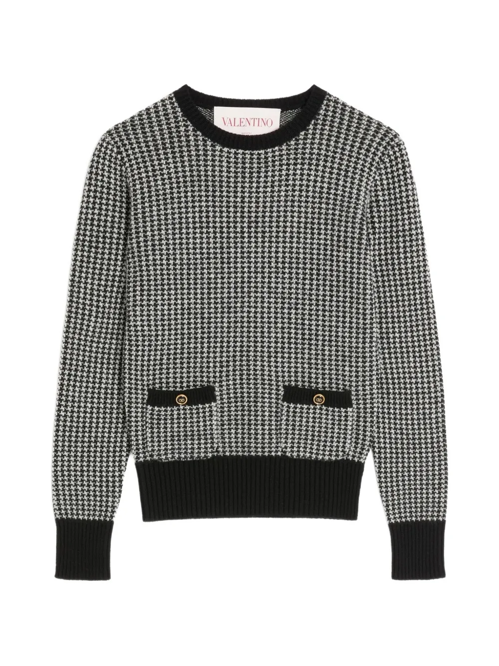 Valentino Garavani houndstooth-pattern sweater - Black