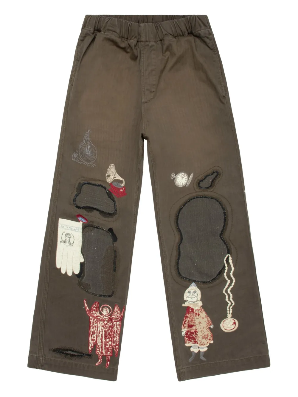 Antique embroidered patchwork trousers