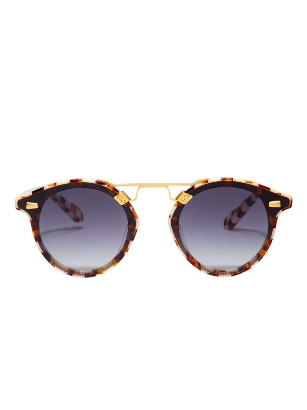 KREWE DU OPTIC STL NYLON TORTOISESHELL ROUND-FRAME SUNGLASSES
