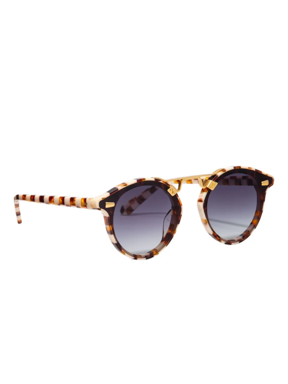 Krewe Du Optic Zonnebril met rond montuur en schildpadschild design - Beige