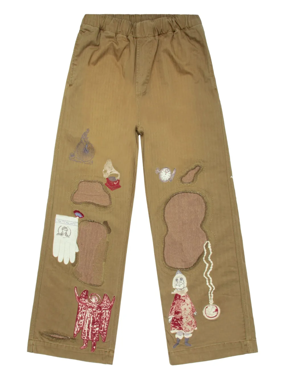 Samuel Zelig アップリケ ワイドパンツ | ブラウン | Image 1