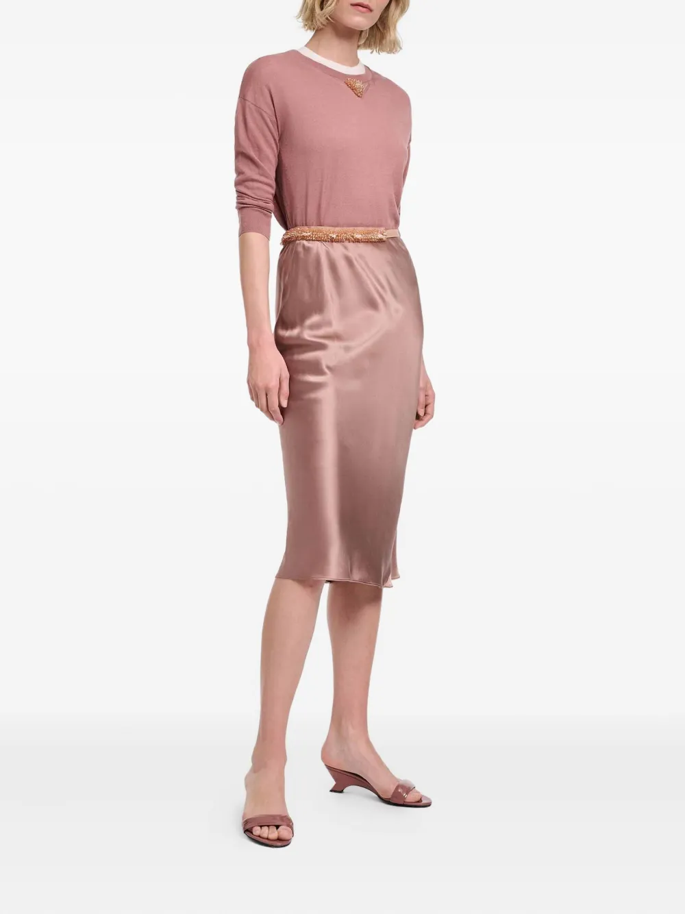 Dorothee Schumacher silk straight skirt - Roze
