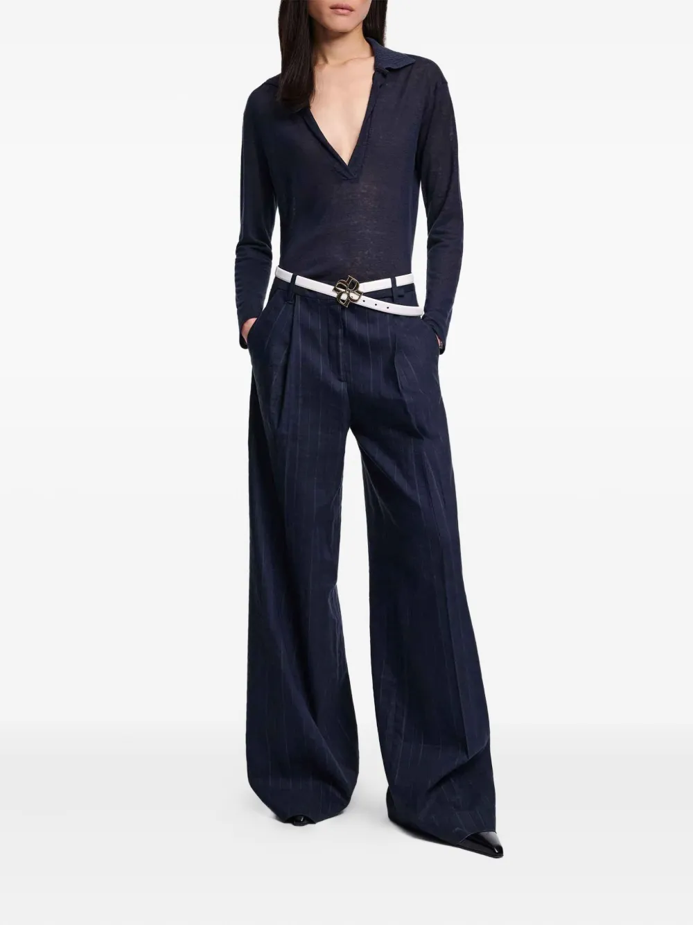 Dorothee Schumacher pinstriped wide-leg trousers - Blauw