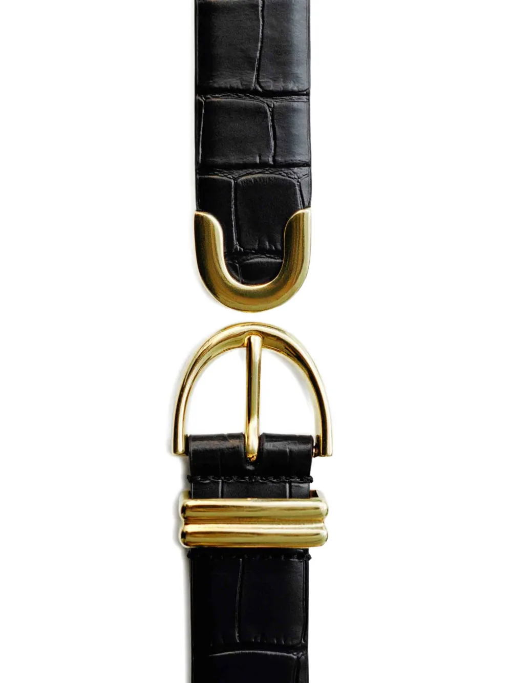 KHAITE crocodile-embossed leather belt - Zwart