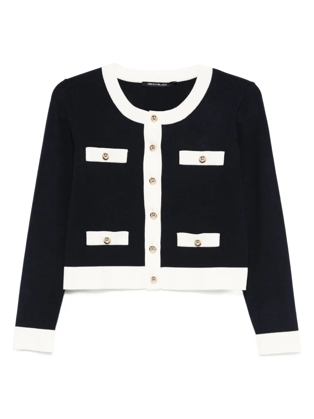 Pennyblack button-up contrast-panel cardigan | Blue | Image 1