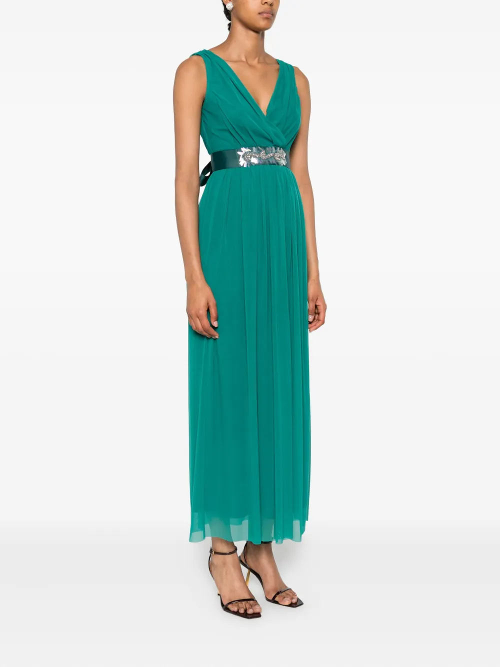 Pennyblack Jurk met V-rug en ceintuur Groen